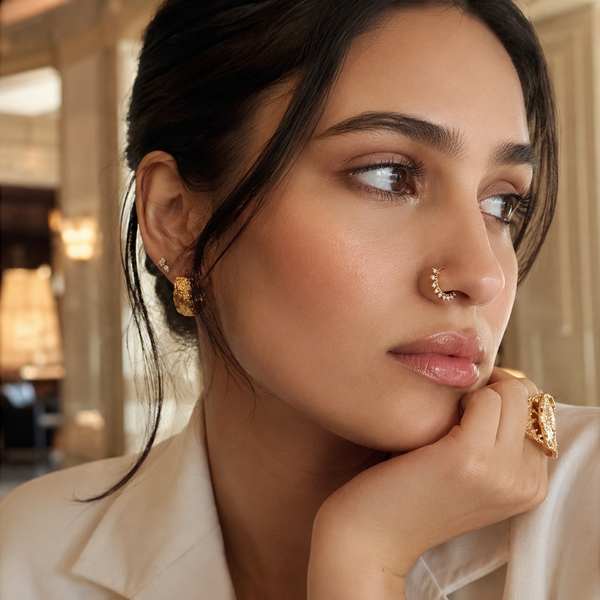 Golden Crystal Hoop Nose Ring