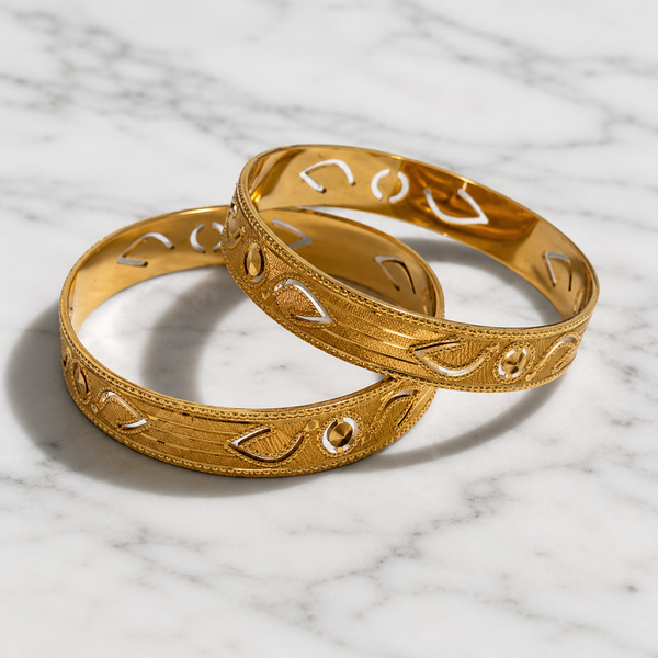 VERVIT Gold Plated Cutwork Bangle Set for Women