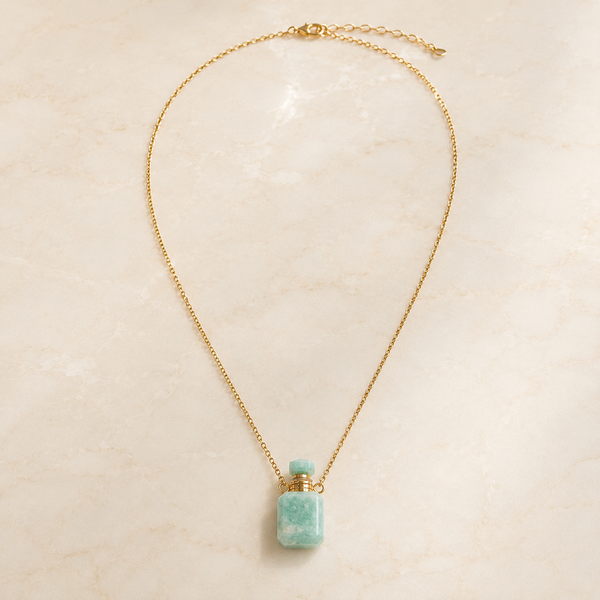 Aqua Bottle Charm Pendant Necklace