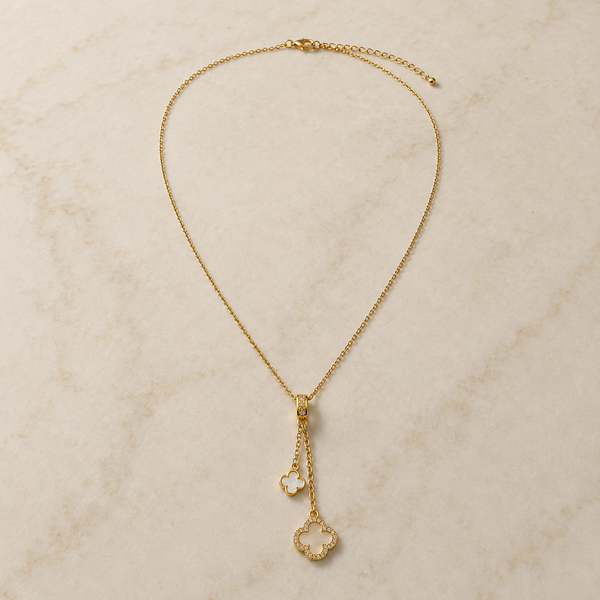 Vervit Gold-Tone Clover Drop Necklace for Women – Delicate Chain Design