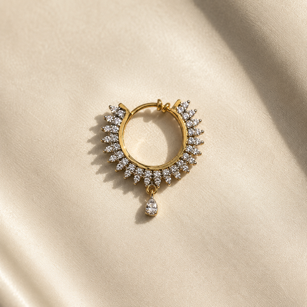 Golden Crystal Hoop Nose Ring