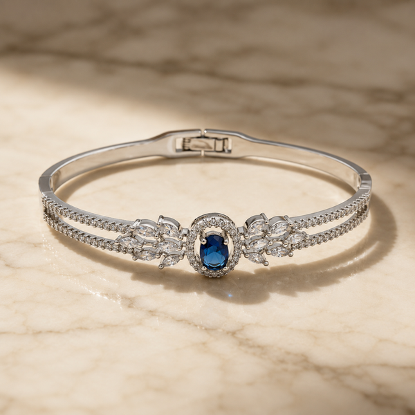 Silver Sapphire Stone Bracelet
