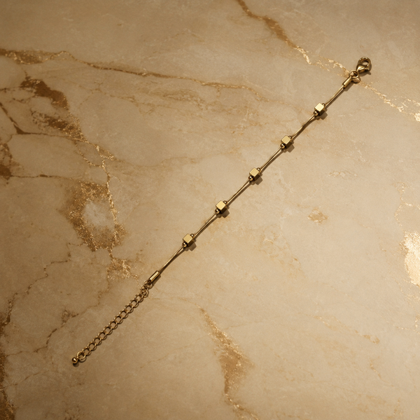 Vervit Cube Detail Bracelet for Daily Wear – Gold Finish, Single Piece
