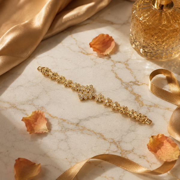 Vervit Floral Bracelet for Festive Wear – Gold Finish, Single Piece