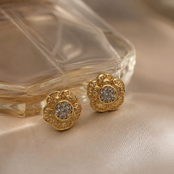 Vervit Amara Bloom Gold-Tone Floral Stud Earrings