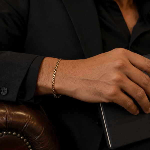 Vervit Gold Box Link Chain Bracelet for Men – 18K Gold Plated 316L Stainless Steel