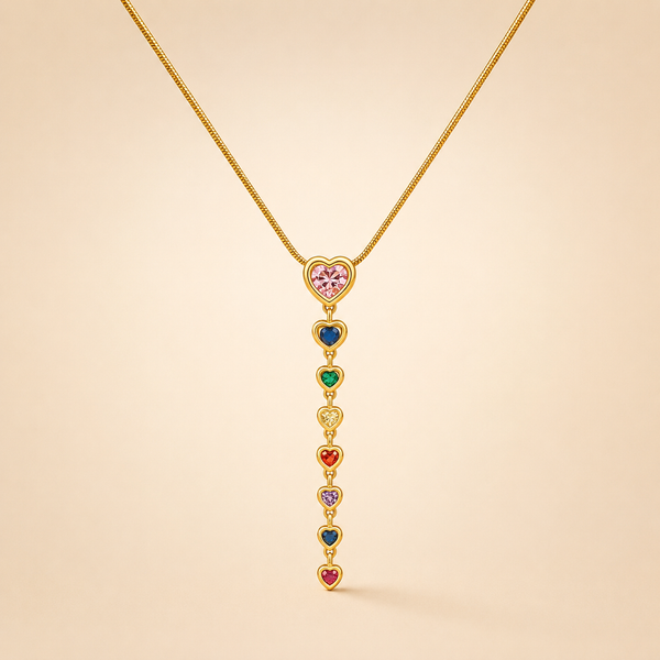 Rainbow Heart Drop Pendant Necklace