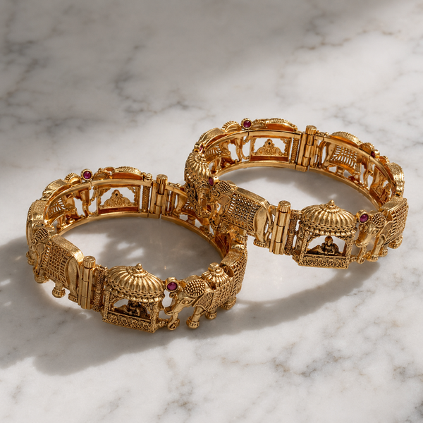 Vervit Rajsi Heritage Gold-Tone Bangle Set of 2