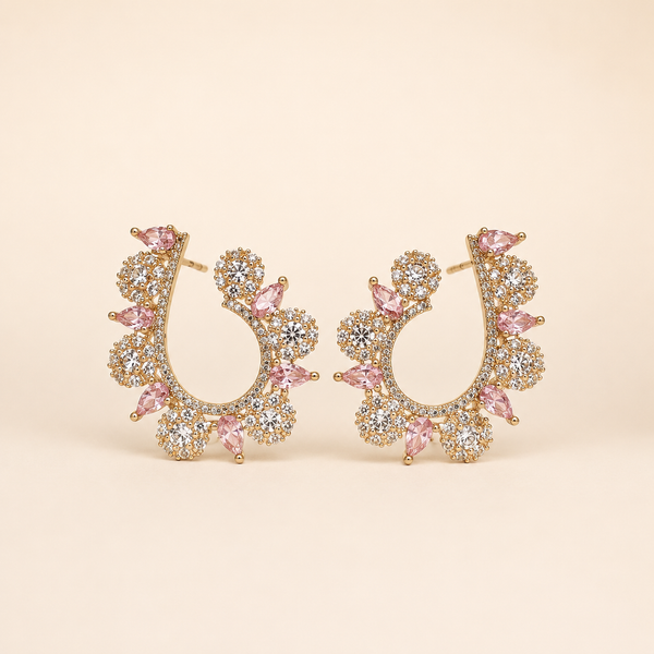 Vervit Gold Floral Open Hoop Earrings for Women – 18K Gold-Plated 316L Stainless Steel
