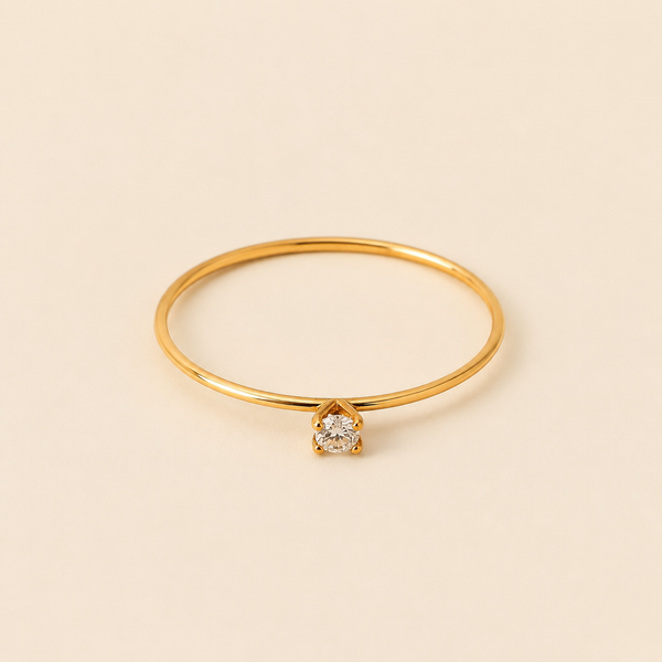 Vervit Gold Solitaire Minimal Ring for Women – 18K Gold Plated 316L Stainless Steel