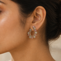 Vervit Gold Floral Open Hoop Earrings for Women – 18K Gold-Plated 316L Stainless Steel