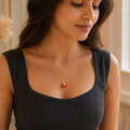 Vervit Strawberry Charm Pendant Necklace for Women – Gold Finish, Single Piece