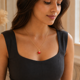 Vervit Strawberry Charm Pendant Necklace for Women – Gold Finish, Single Piece