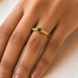 Vervit Gold Green Stone Ring for Women – 18K Gold Plated 316L Stainless Steel