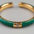 Vervit Green Enamel Minimal Ring for Women – 18K Gold Plated 316L Stainless Steel