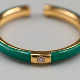 Vervit Green Enamel Minimal Ring for Women – 18K Gold Plated 316L Stainless Steel