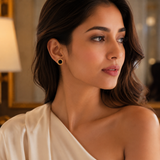 Vervit Aurelia Roman Gold-Tone Black Stud Earrings