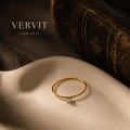 Vervit Gold Solitaire Minimal Ring for Women – 18K Gold Plated 316L Stainless Steel