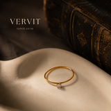 Vervit Gold Solitaire Minimal Ring for Women – 18K Gold Plated 316L Stainless Steel