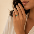 Vervit Green Enamel Minimal Ring for Women – 18K Gold Plated 316L Stainless Steel
