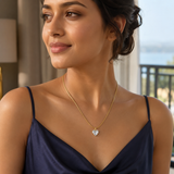 Vervit Crystal Heart Pendant Necklace for Women – Gold Finish, Single Piece