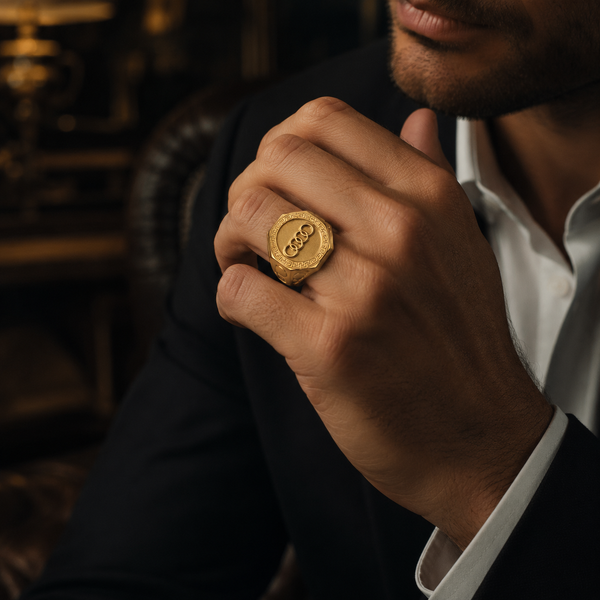 Men’s Gold-Toned Octagon Signet Ring