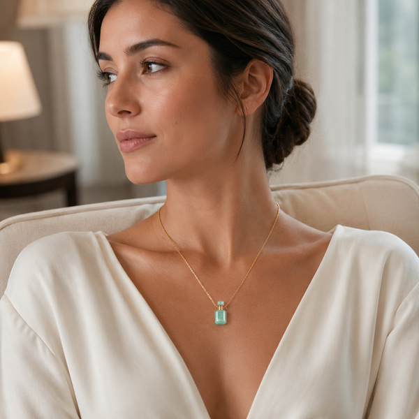 Aqua Bottle Charm Pendant Necklace