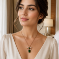 Emerald Bow Pendant Necklace