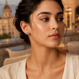 Vervit Aqua Heart Gold-Tone Stud Earrings
