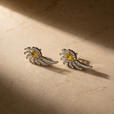 Vervit Citrine Wing Silver-Tone Stud Earrings