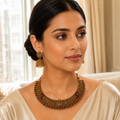Antique Lakshmi Temple Choker Set with Jhumka Earrings
