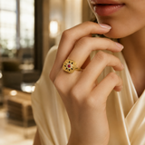 Golden Square Ruby Statement Ring