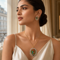 Radha Krishna Divine Pendant Set with Matching Earrings