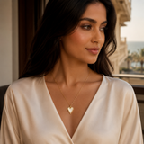 Vervit Gold-Tone Heart Pendant Necklace for Women – Ivory Centre Detail