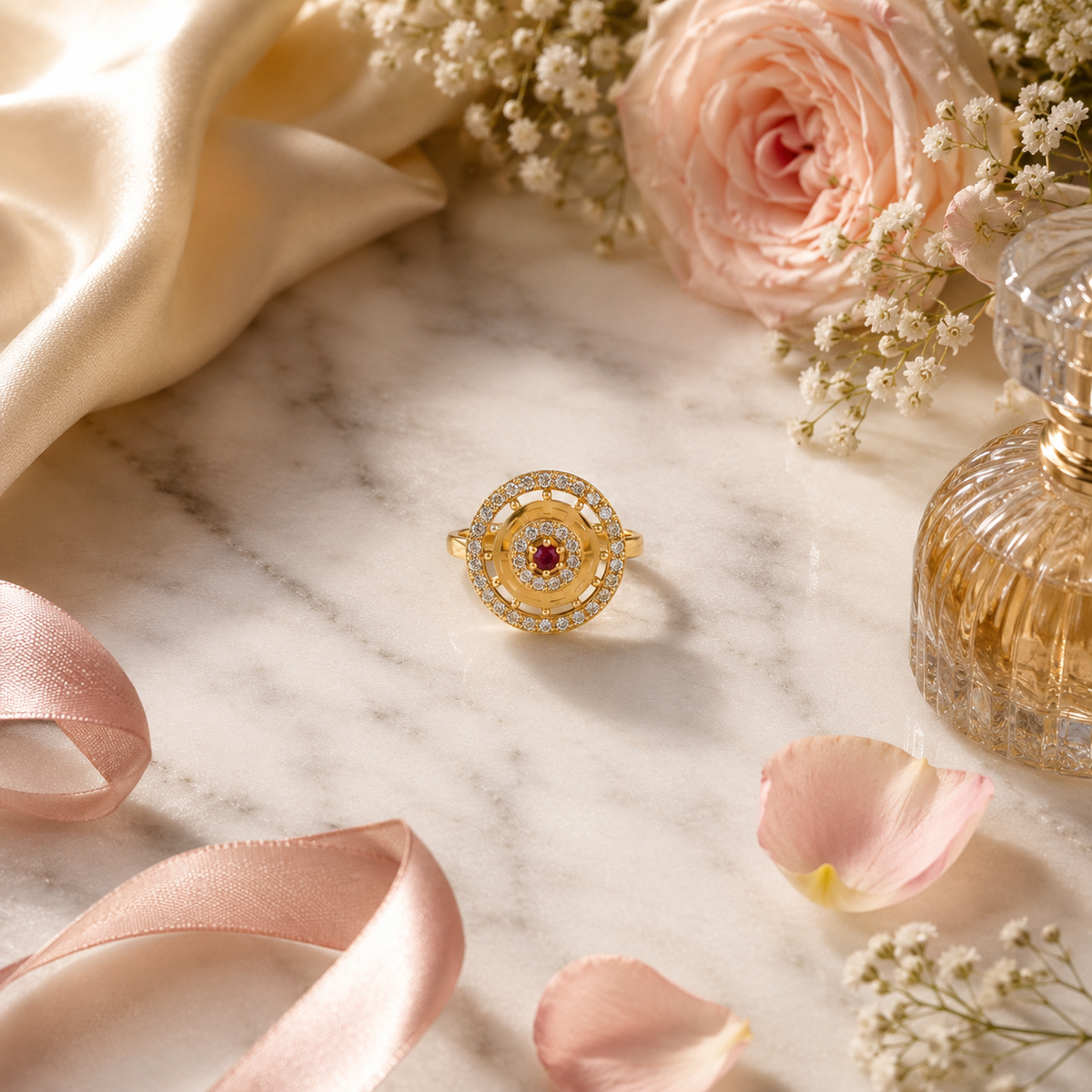 Golden Spiral Ruby Ring for Women