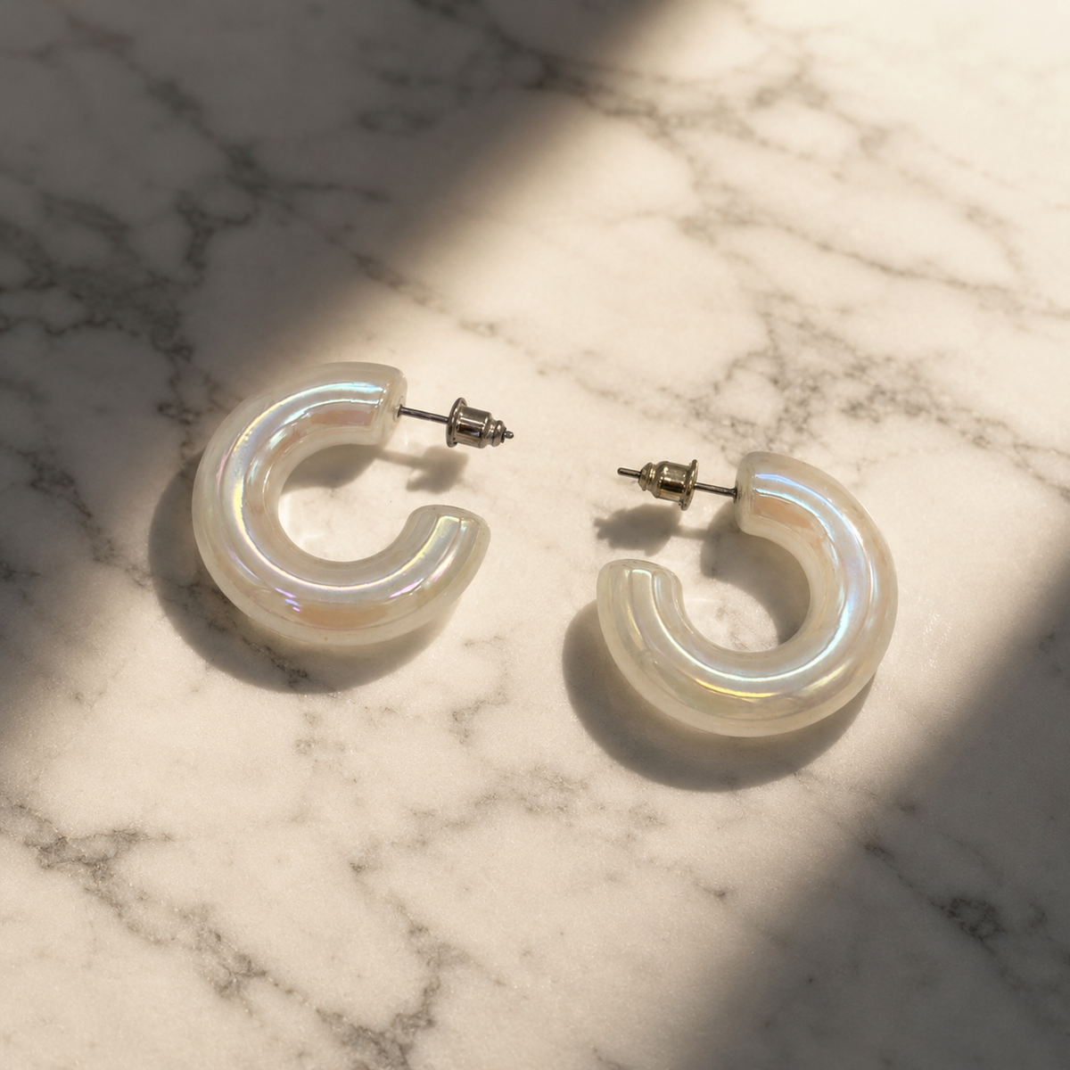 Pearlescent Chunky Hoop Earrings for Brunch & Travel | VERVIT