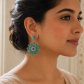 Vervit Silver Floral Drop Earrings for Women – Anti-Tarnish 316L Stainless Steel