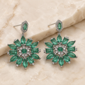 Vervit Silver Floral Drop Earrings for Women – Anti-Tarnish 316L Stainless Steel