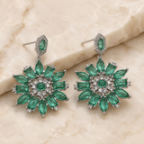Vervit Silver Floral Drop Earrings for Women – Anti-Tarnish 316L Stainless Steel