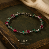 Vervit Silver Red Floral Vine Bracelet for Women – Anti-Tarnish 316L Stainless Steel