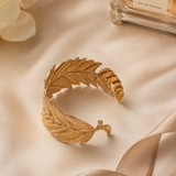 Vervit Gold Leaf Cuff Bangle for Women – 18K Gold-Plated PVD Finish, Anti-Tarnish 316L Stainless Steel