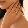 Vervit Gold Green Stone Ring for Women – 18K Gold Plated 316L Stainless Steel