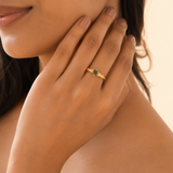 Vervit Gold Green Stone Ring for Women – 18K Gold Plated 316L Stainless Steel