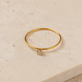Vervit Gold Solitaire Minimal Ring for Women – 18K Gold Plated 316L Stainless Steel