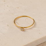 Vervit Gold Solitaire Minimal Ring for Women – 18K Gold Plated 316L Stainless Steel