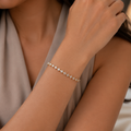Vervit Gold Floral Stone Tennis Bracelet for Women – 18K Gold-Plated Anti-Tarnish Stainless Steel