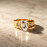 Golden Radiant Crystal Ring for Women