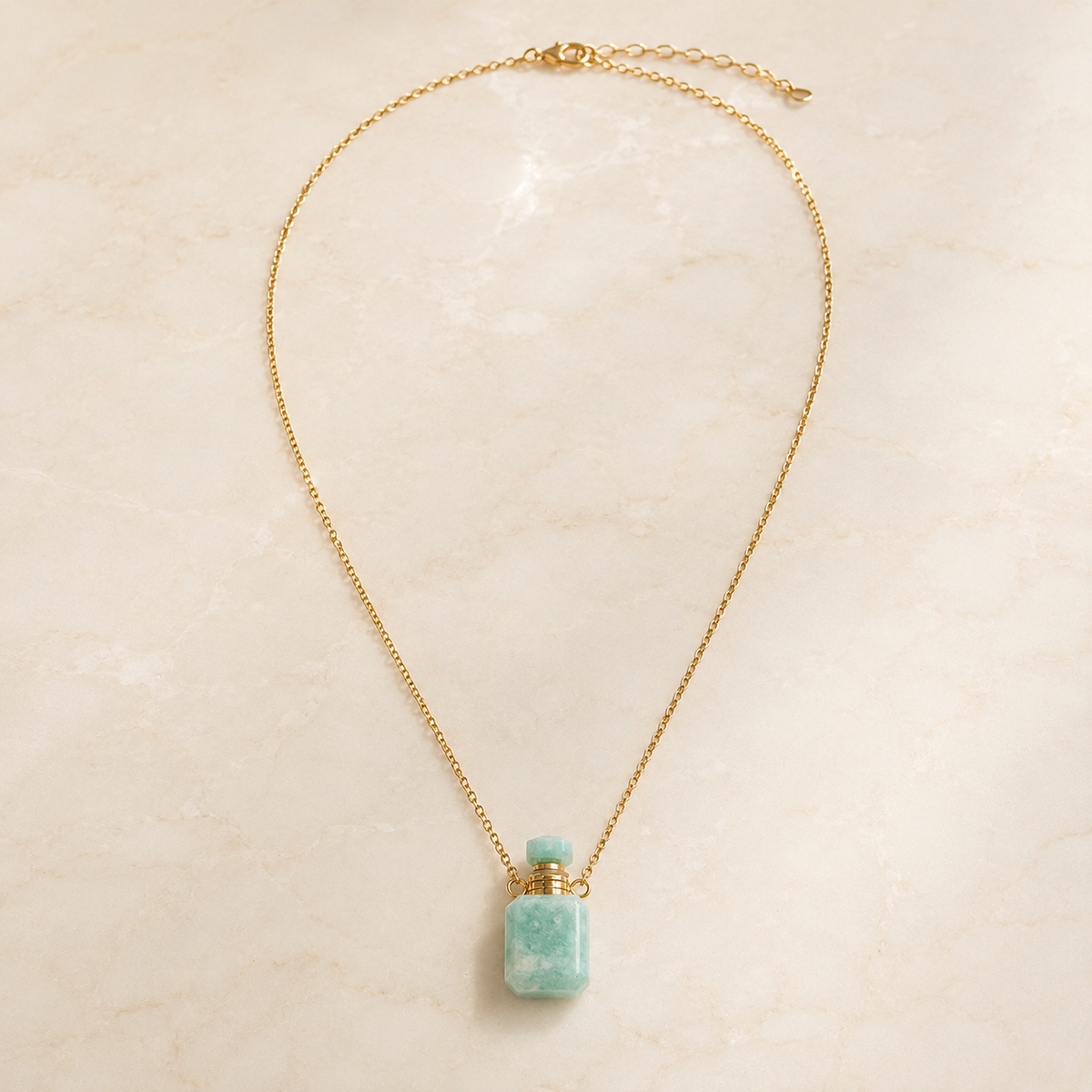 Aqua Bottle Charm Pendant Necklace