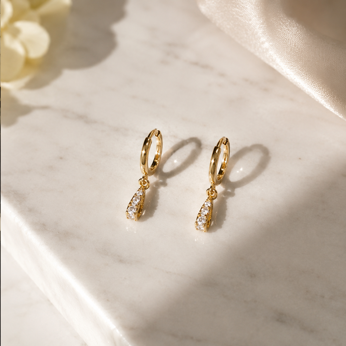 Gold Teardrop Huggie Earrings