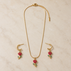 Rose Charm Pendant Set with Matching Earrings